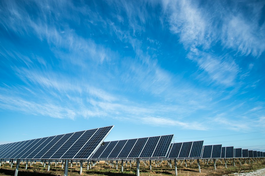 Solar panels supplying renewable energy