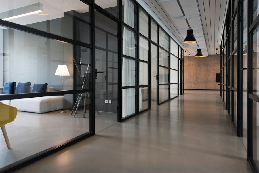 A maintained commercial building interior
